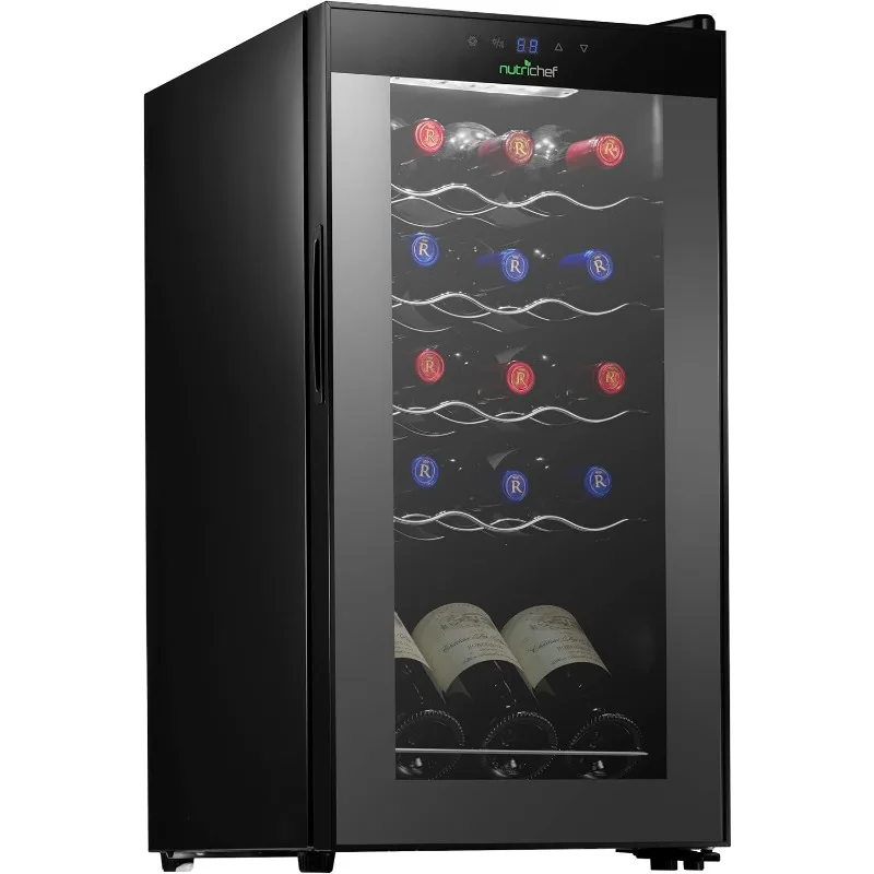 Refrigerador magro do vinho com controle de temperatura ajustável, refrigerador do vinho, operação ultra quieta, vermelho e branco, 15 garrafas, 41 °F a 64 °F