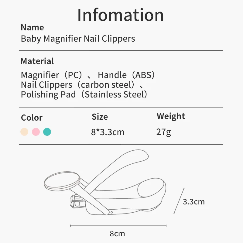 Infant Baby Nail Cutting Clippers Tools Children Kids Magnifier Glass Finger Nail Cutter