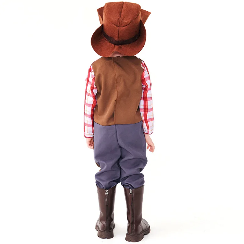 Jumpsuit with Hat for Kids Halloween Costume Boys Clothes Kids Cowboy Costume Child Christmas Birthday Cosplay Party Dress Up