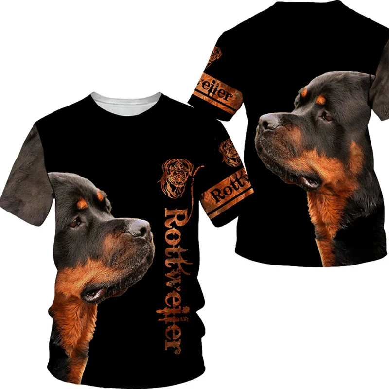 Rottweiler Dog T Shirt 3d Pet Pit Bull Printed T-shirt Womens Clothing Funny Doggy Kids Tee Shirts Gym Tracksuit Sportwear Tops