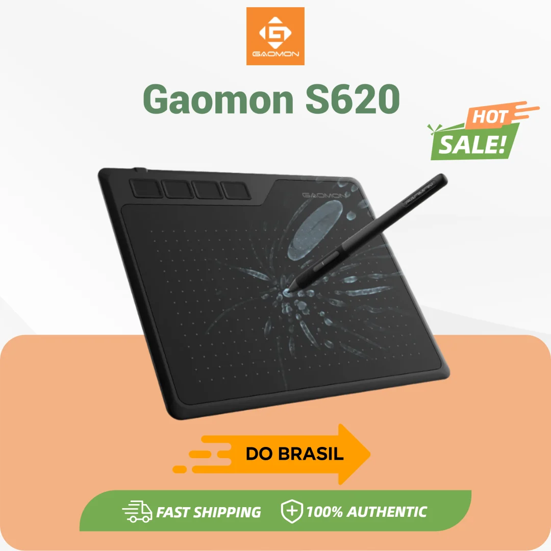 Tablet Digital Gaomon S620 6.5x4 Polegadas, Portátil e Fino, para Desenho e Jogos OSU, Conexão Fácil com Celulares Android