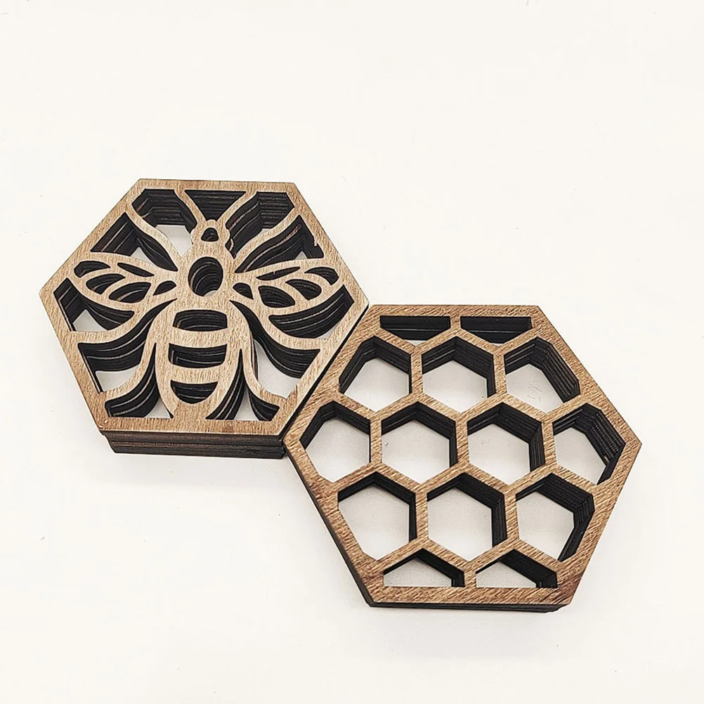 

10Pcs Honeycomb Coasters Wooden Cup Mats Heat Resistant Tableware Pendent Home Supply Decor Home Cup Mats Tableware Cushion