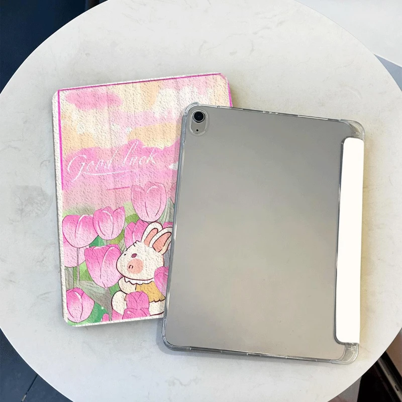 Tablet Case for 7 8 9th 10.2 Funda Cover IPad 10th Generation Ipad Air 3 Generation 2019 IPad Pro 11 2022 Rabbit Tulip Shell