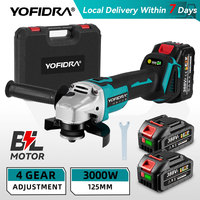 YOFIDRA 3000W 125mm Brushless Electric Angle Grinder Metal Wood Grinding Polishing Cutting Power Tool For Makita Battery Pin