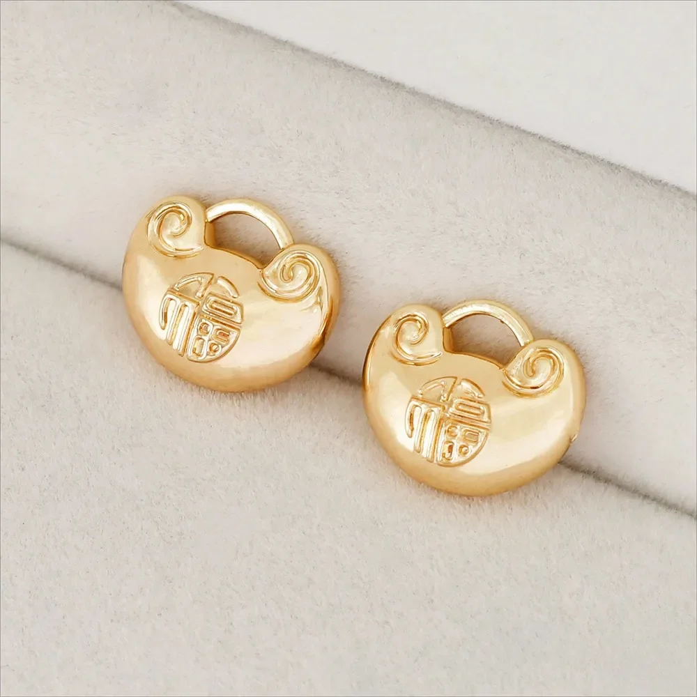 Fu Character Concentric Lock 14K Gold Bag Color Retention Ruyi Ping An Long Life Lock Pendant DIY Necklace Jewelry Accessories