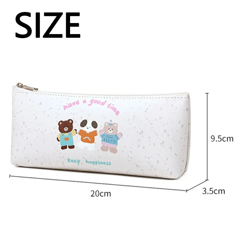 Borsa per penne INS Kawaii Orso cartone animato stampato Astuccio per matite in pelle PU Cartone animato Borsa per riporre articoli di cancelleria carina creativa Forniture per ufficio