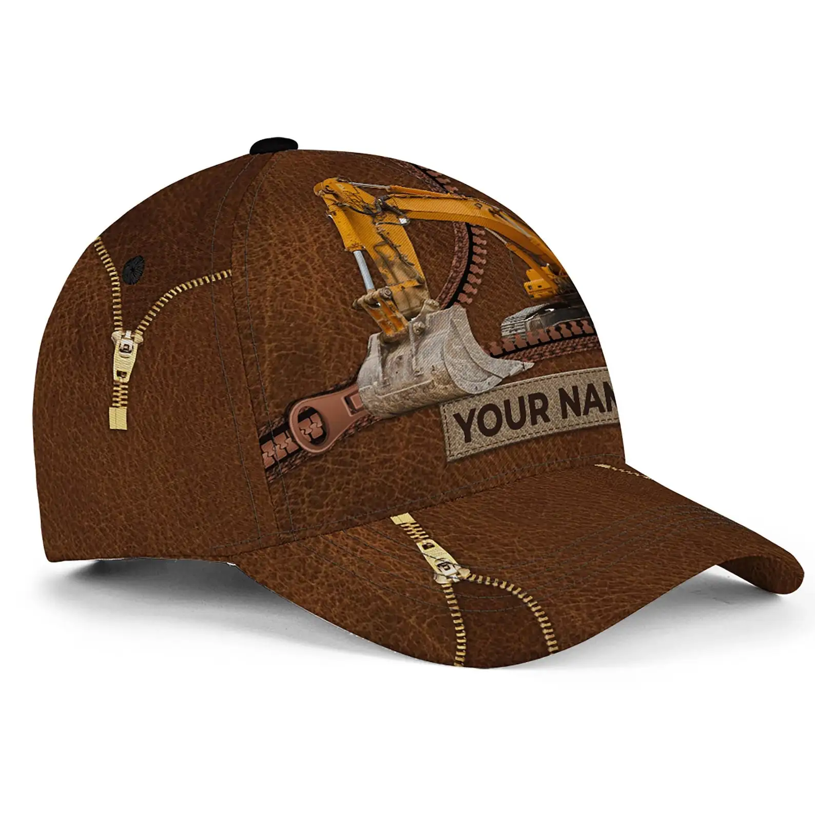 Custom Excavator In Construction Site Personalized Name Classic Cap Customizable Hat For Construction Enthusiasts