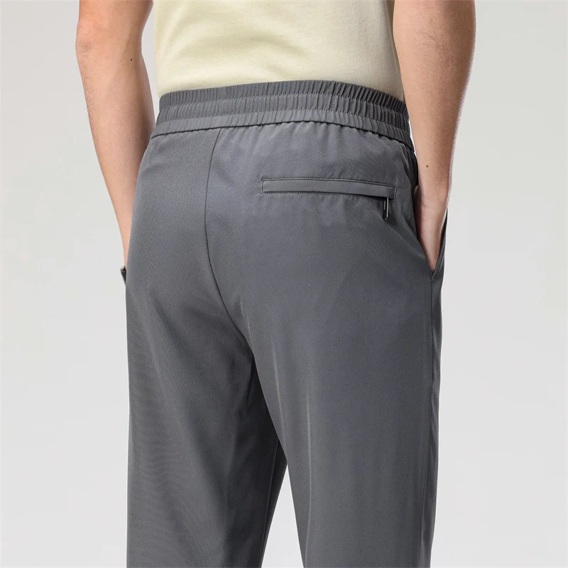 New Men'S Thin Loose Straight Elastic Waist Pants Fashionable And Casual Spring Summer Quick Drying Ice Silk Sports Trousers