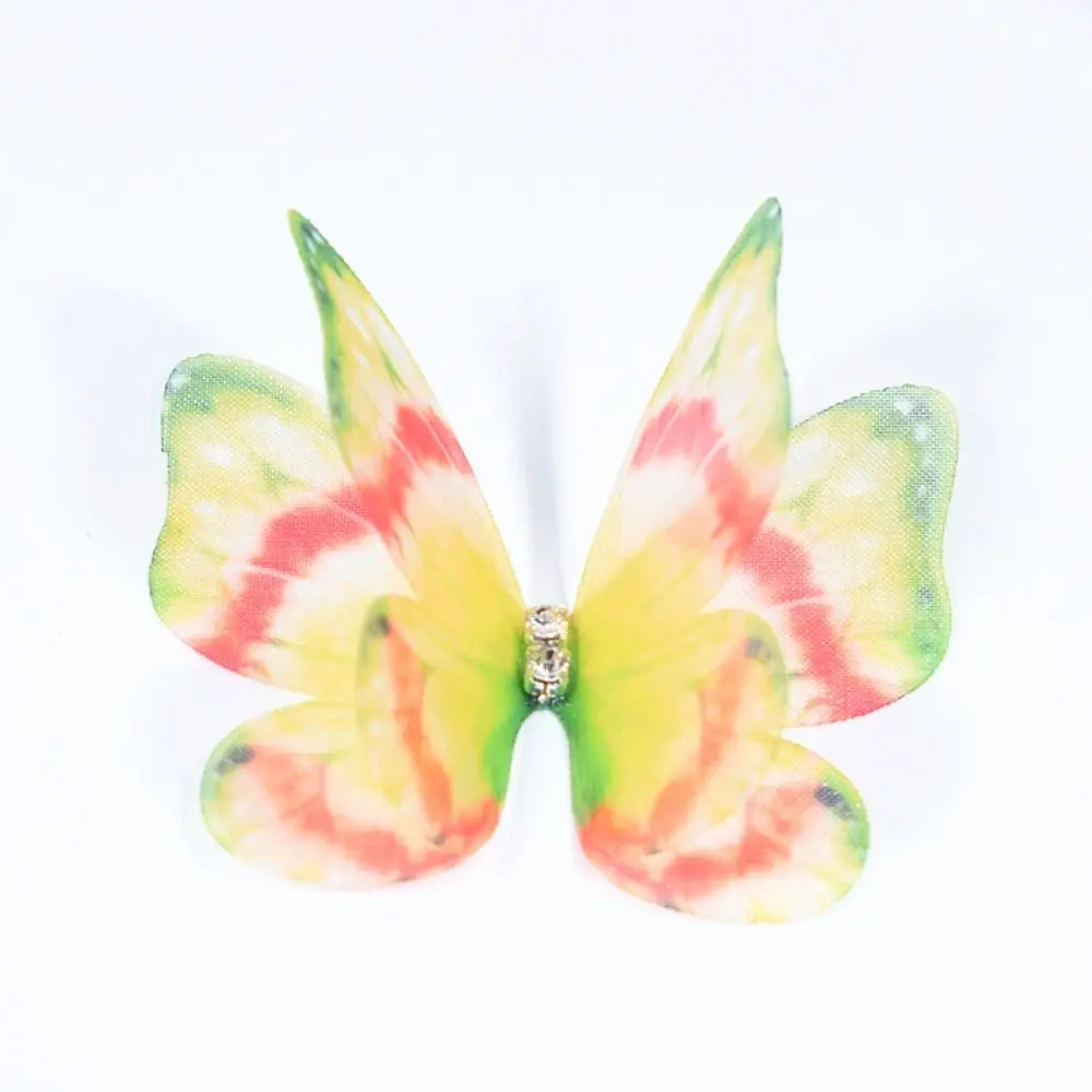 3D Organza Fabric Butterfly Appliques Double-layer Gradient Color Simulation Mesh Butterfly Patch Translucent
