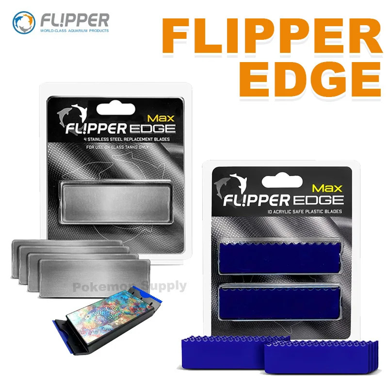 flipper-max磁気スクレーパー交換用ブレード-ステンレス鋼＆安全プラスチックブレード-ガラス・アクリル・リーフ水槽クリーナー用