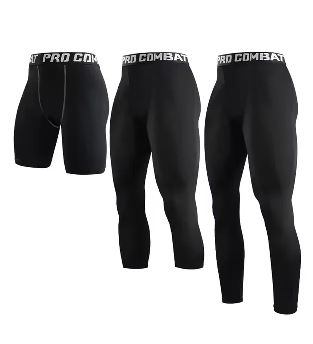 Men's Sports Leggings, Bottoming Shorts, Quick-drying Stretch Fitness, Running, Track and Field, Basketball Training, Compressio