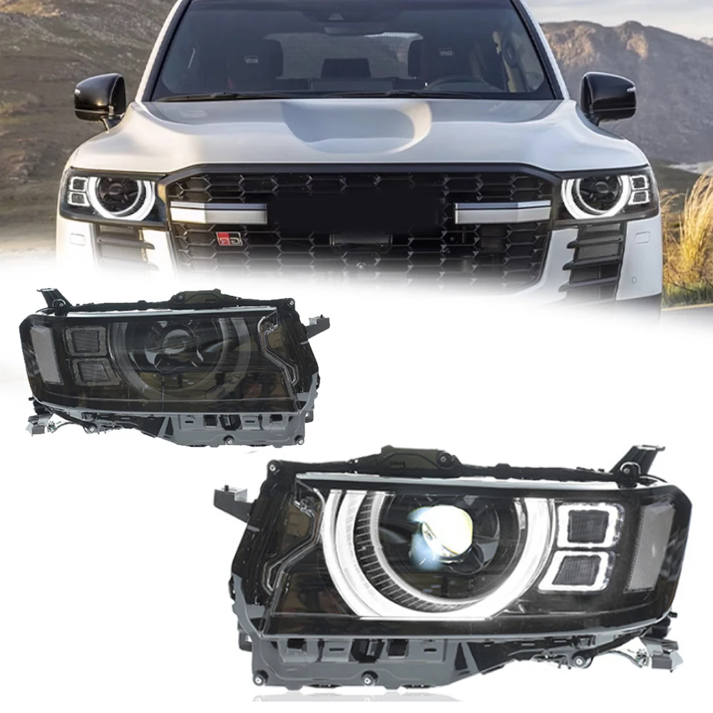 

Светодиодные фары для TOYOTA LAND CRUISER LC300 22-25, стиль Defender, автомобильная фара в сборе, сигнал, автоаксессуары, модифицированная лампа