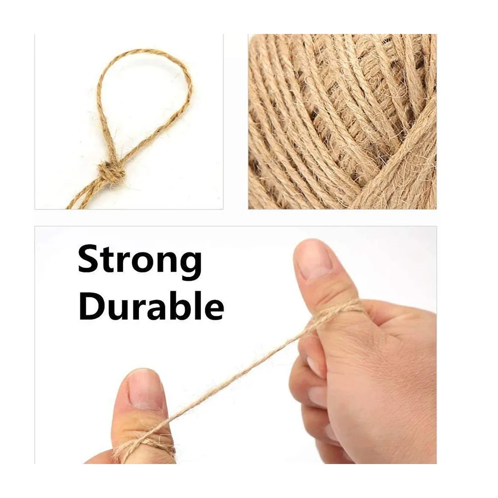 2MM 50M/Roll Colorful Natural Jute Twine Burlap Rope Burlap String Hemp Rope For DIY Crafts  Wedding Gift Wrapping Decor