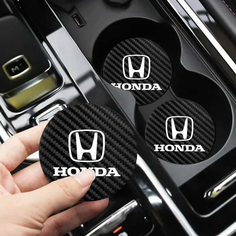 

2Pcs Leather Coaster Anti-Noise Water Cup Pad Cushion for Honda Civic Fit CR-V Accord Jazz HR-V Dio Stepwgn Prelude Insight