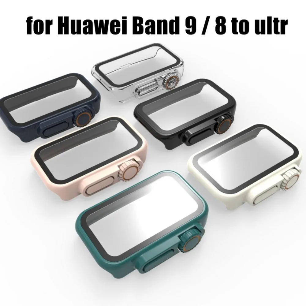 PC+Glass Watch Protective Case Full Coverage Lightweight PC Shell Anti Scratch and Rubbing Hard for Huawei Band 9 / 8 to ultr