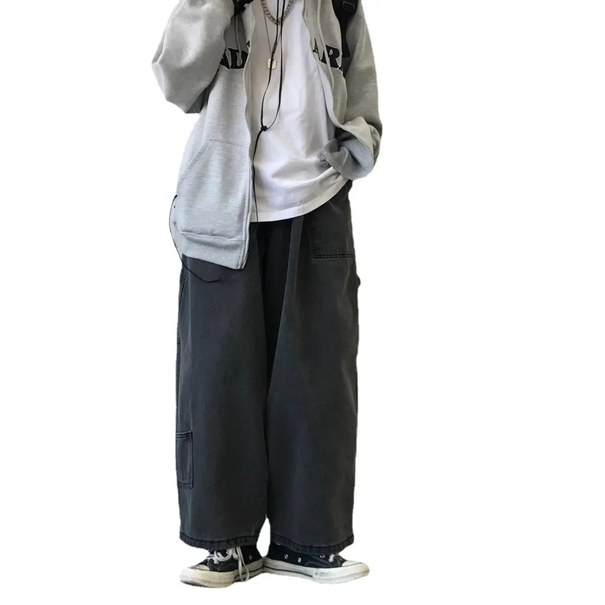 2024 Streetwear Multi-pocket Jeans Loose Plus Size 5XL Wide Leg Pants Japanese Harajuku Casual Denim Trousers Men Clothing