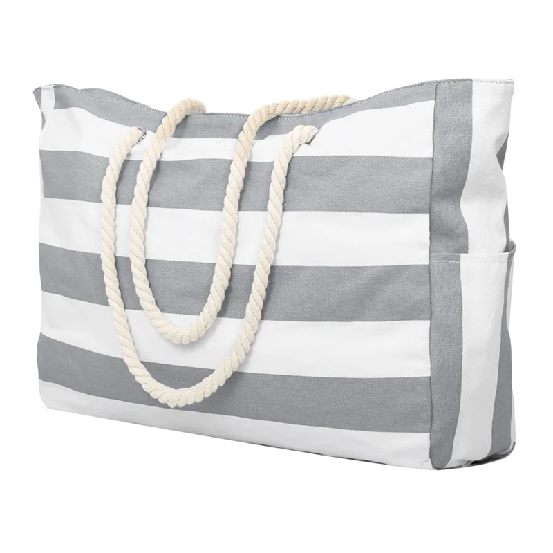 حقيبة شاطئ ABQR، حقيبة سباحة، حقيبة شاطئ مقاومة للماء، حقيبة حمام سباحة، حقيبة شاطئ، حقيبة تسوق، حقيبة كتف قابلة للطي باللون الرمادي