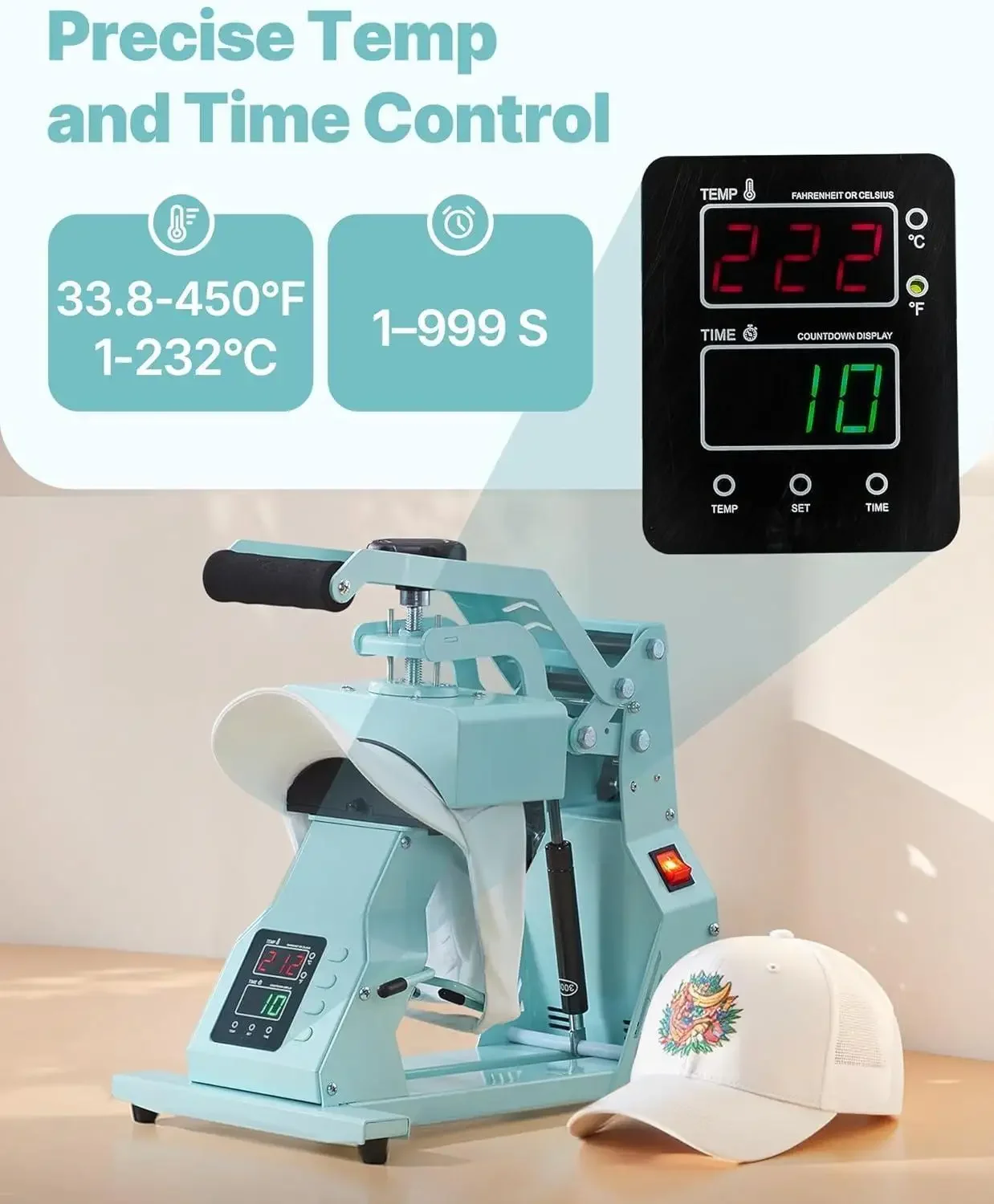 Light Green 2 in 1 Manual Small Hot Press Machine for DIY Label Printing Craft Projects for Women Children