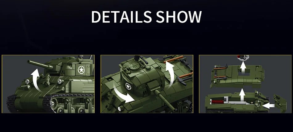 World Military War Ⅱ Sherman M4A1 Medium Tank Building Blocks Set MOC USA M4 Main Battle Tank Bricks Toys For Adult Gifts