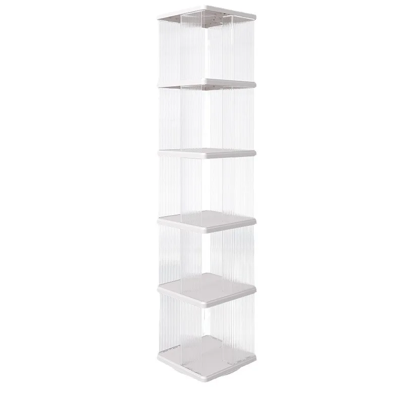 

360 Degree Rotating Bookshelf, Space-Saving Home Bookcase with Transparent Glass, Multifunctional Storage Cabinet for Living Roo