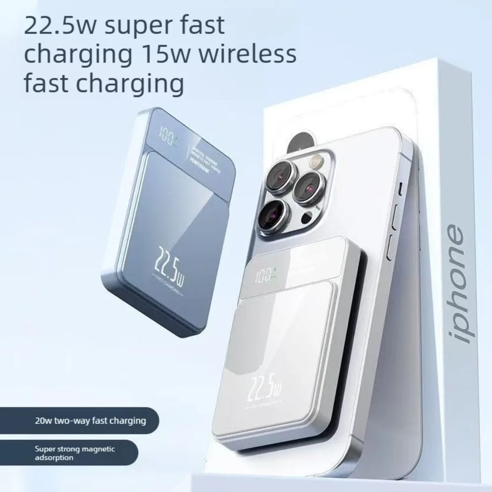 Magnetic Power Bank 20000mAh Fast Charging Wireless Portable Charger Ultra Slim External Battery Pack for iPhone Android