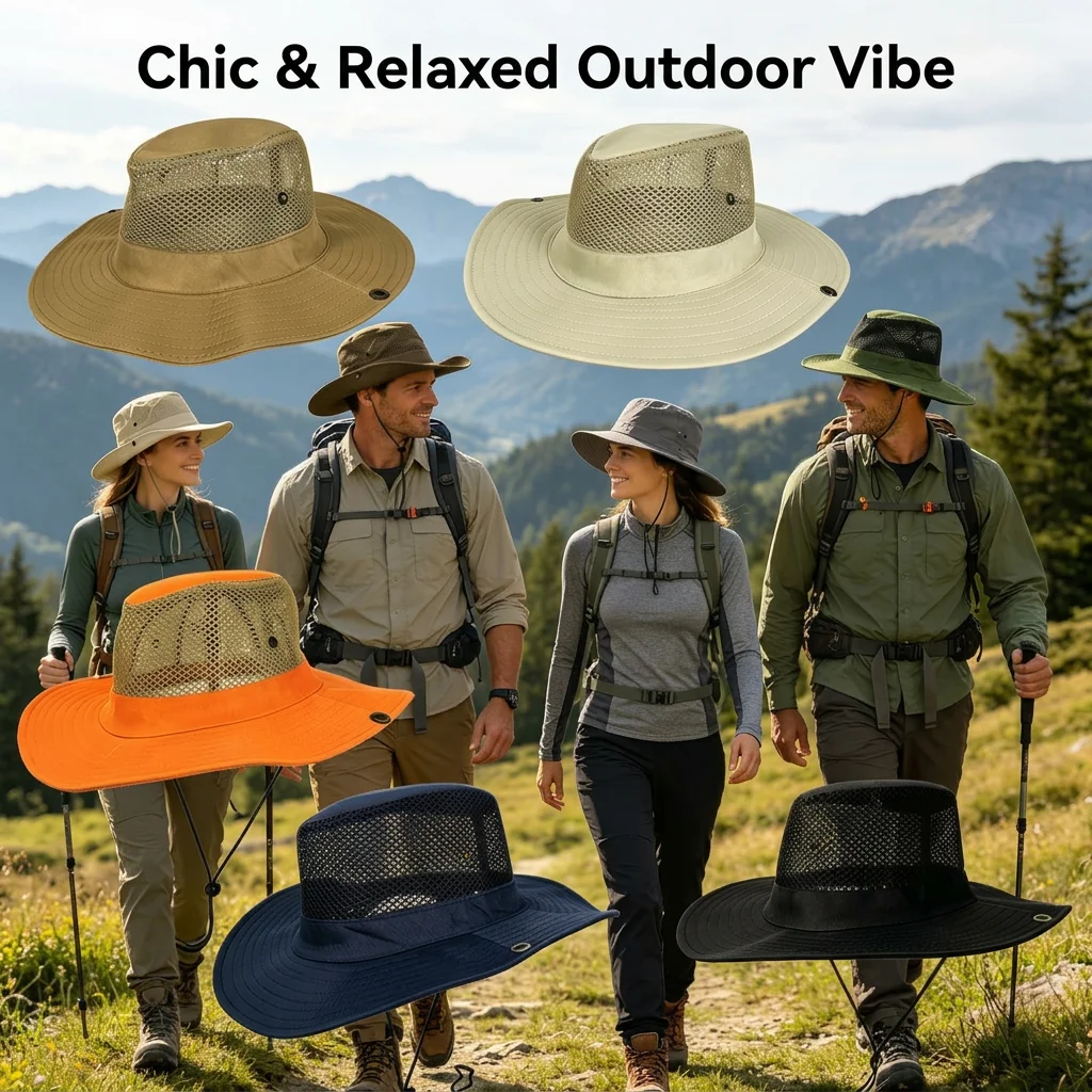 Wide Brim Sun Hat Adjustable Beach Sun Hat Foldable Outdoor Hat Foldable For Hiking Outdoor Travel Climbing