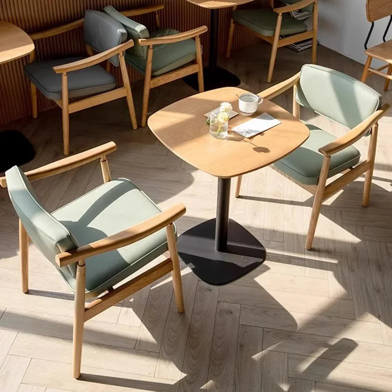 Nordic Vintage Café Chairs Creative Modern Comfortable Solid Wood Coffee Chairs Ergonomics Backrest Café Furniture Esstisch FYCC