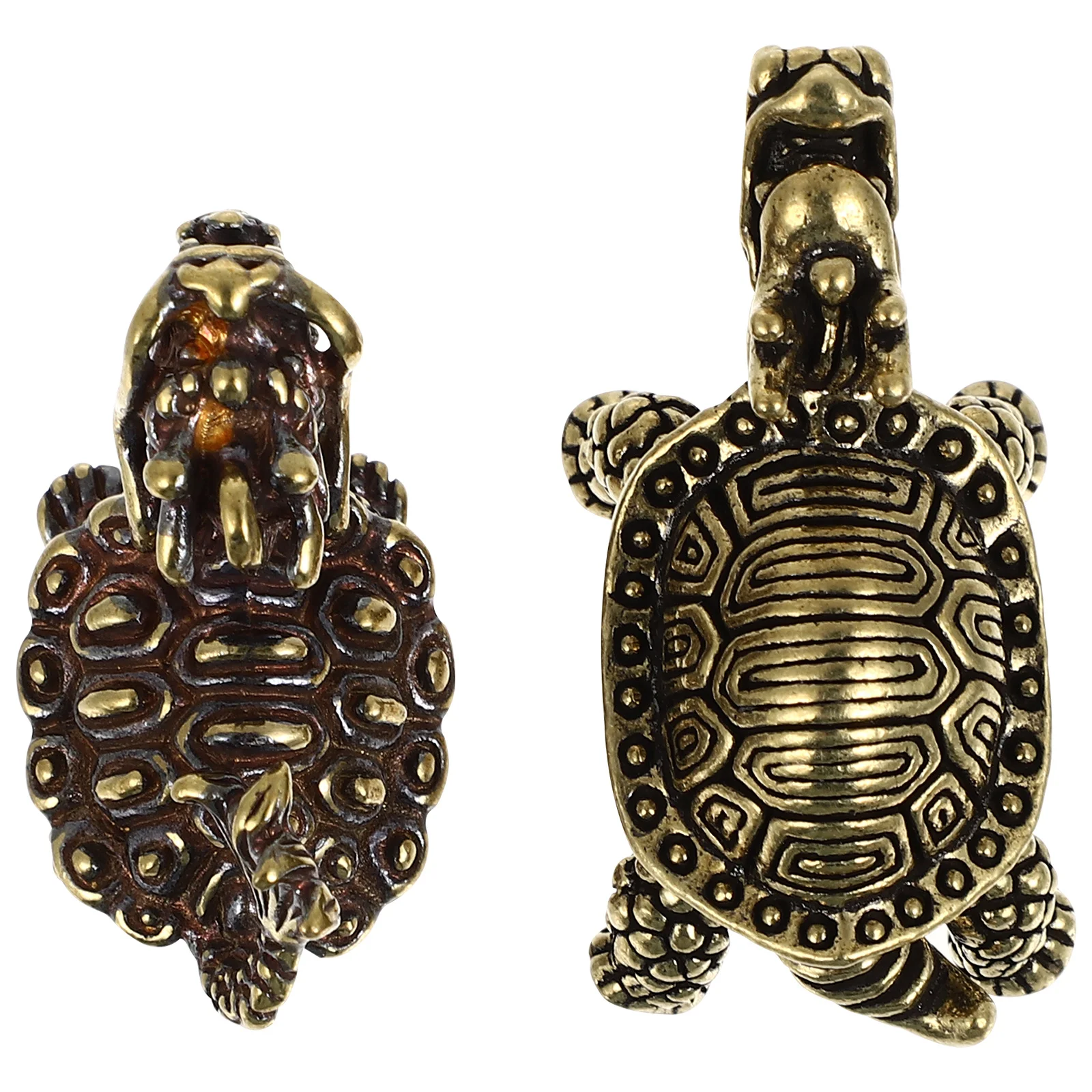 

2Pcs Dragon Turtle Copper Pendant DIY Brass Keychain Vintage Miniature Decorative Accessory Dragon Turtle Miniature Pendant