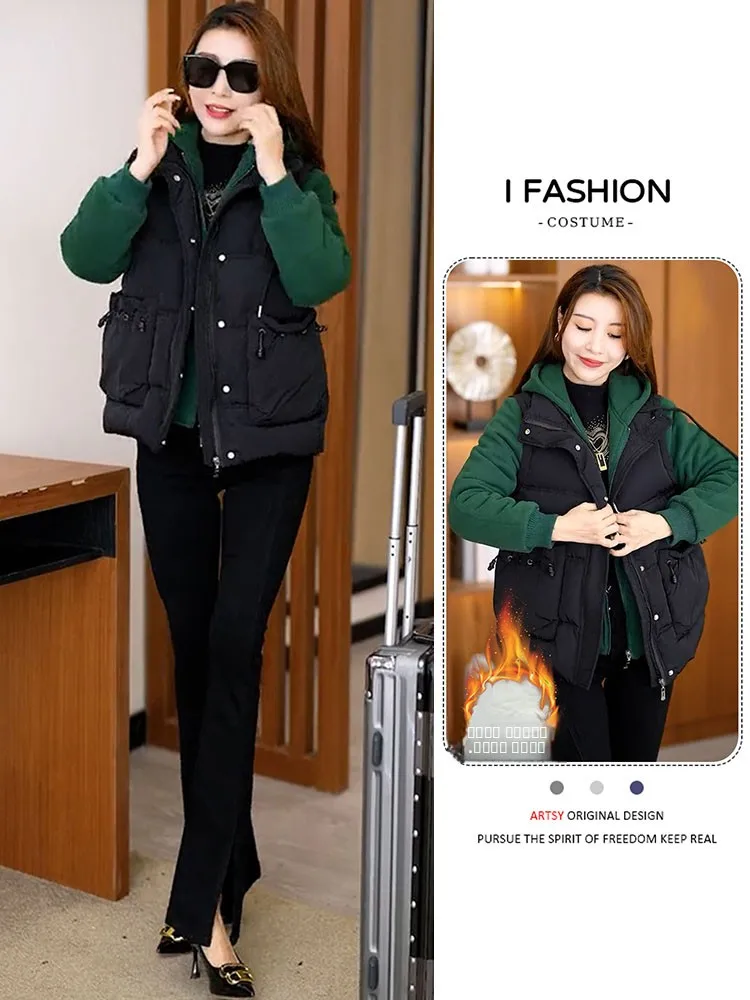 

Sli Trendy Winter Outerwear Women's Long Sve Fce Lined Warm Coat Korean Sle Loose Fit Commute Faion Polyester F...