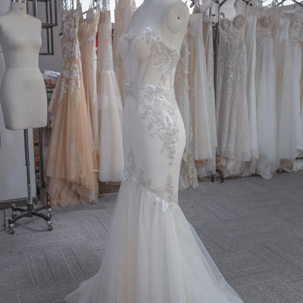 Elegant Sleeveless Bridal Dress Customized Elegant Appliquéd Wedding Dress Romantic Mermaid Floor-length Dress vestido de novia