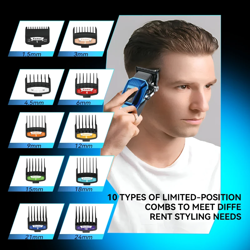 KEMEI Hair Trimmers Clippers Professional Cordless 4600mah Lasting Rechargeable Hair Trimmers Clippers km-2796