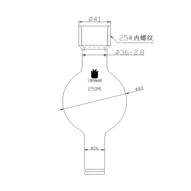 SYNTHWARE Solvent storage bottle for chromatography, 25# internal thread, CHROMATOGRAPHY RESERVOIR, Borosilicate glass, C45