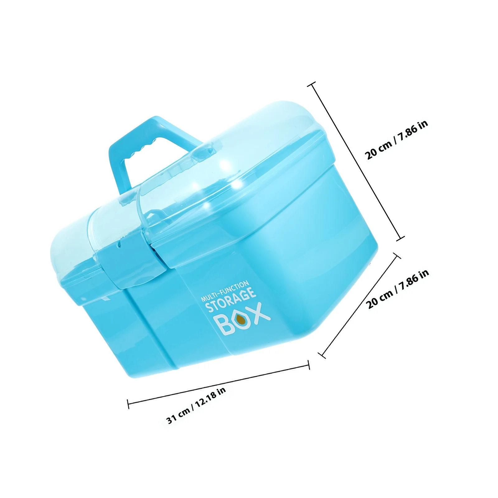 Blue Portable Medicine Cabinet 31x20x20cm Double Layer Organizer Sturdy Smooth Design Large -Aid Box