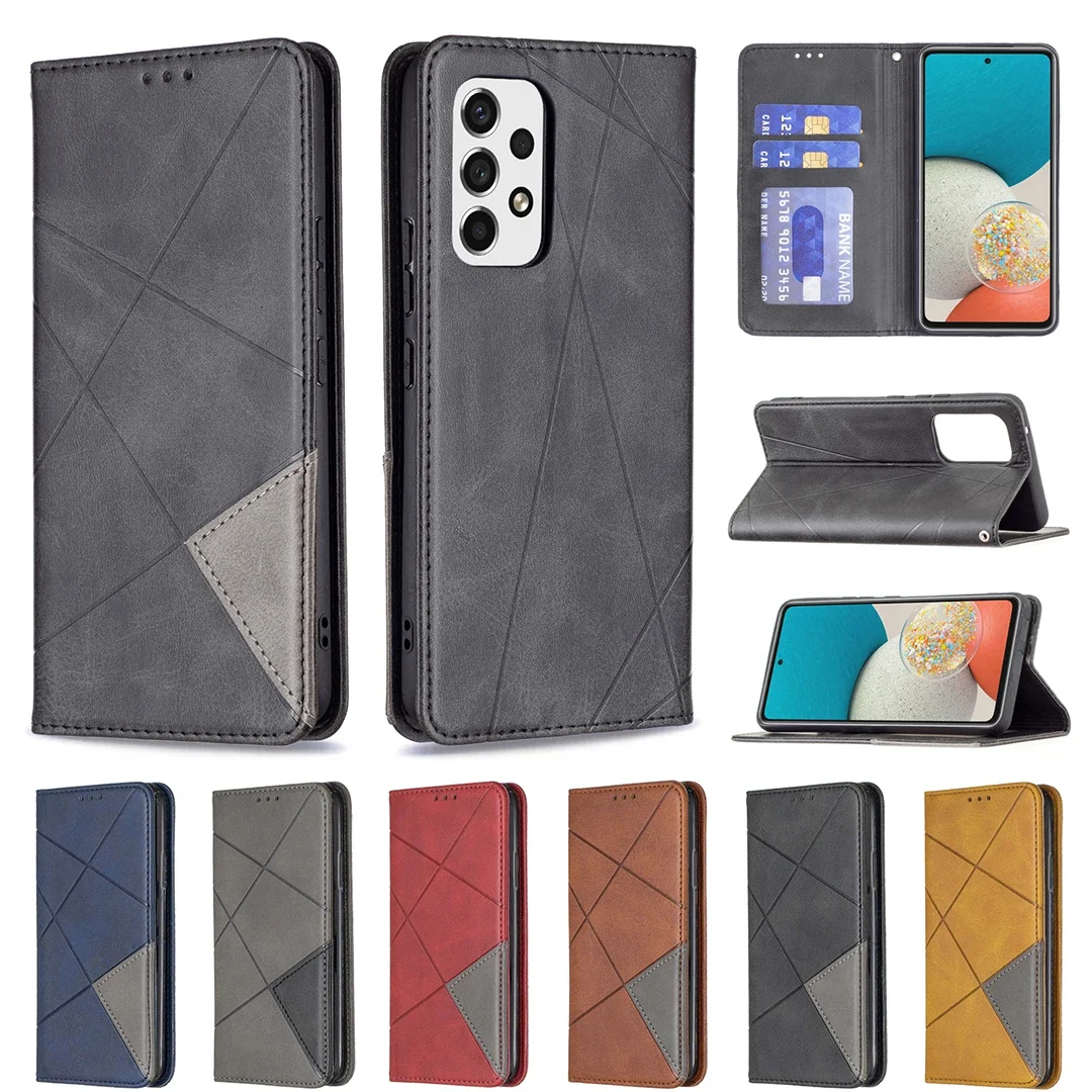 24★Lozenge casing kulit dompet Anti jatuh, casing ponsel Flip untuk SAMSUNG GALAXY M02 A01 M53 M33 A55 5G