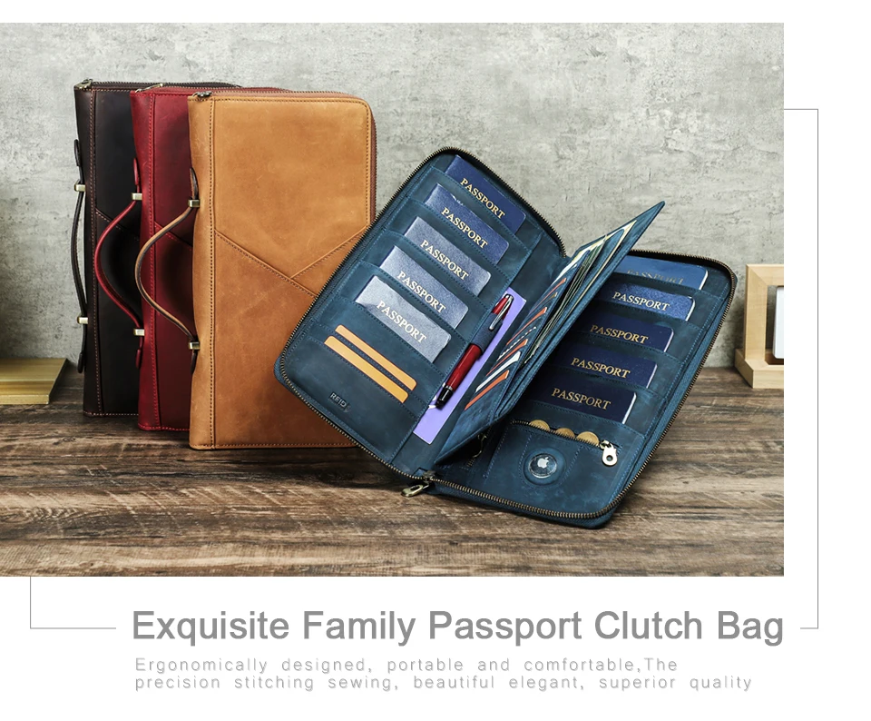 Reisepass-Etui, Familien-Reisepass-Halter, Dokumenten-Organizer, Kartenhalter, Clutch, RFID-Schutz, Diebstahlschutz, Verlustschutz – Detail 3
