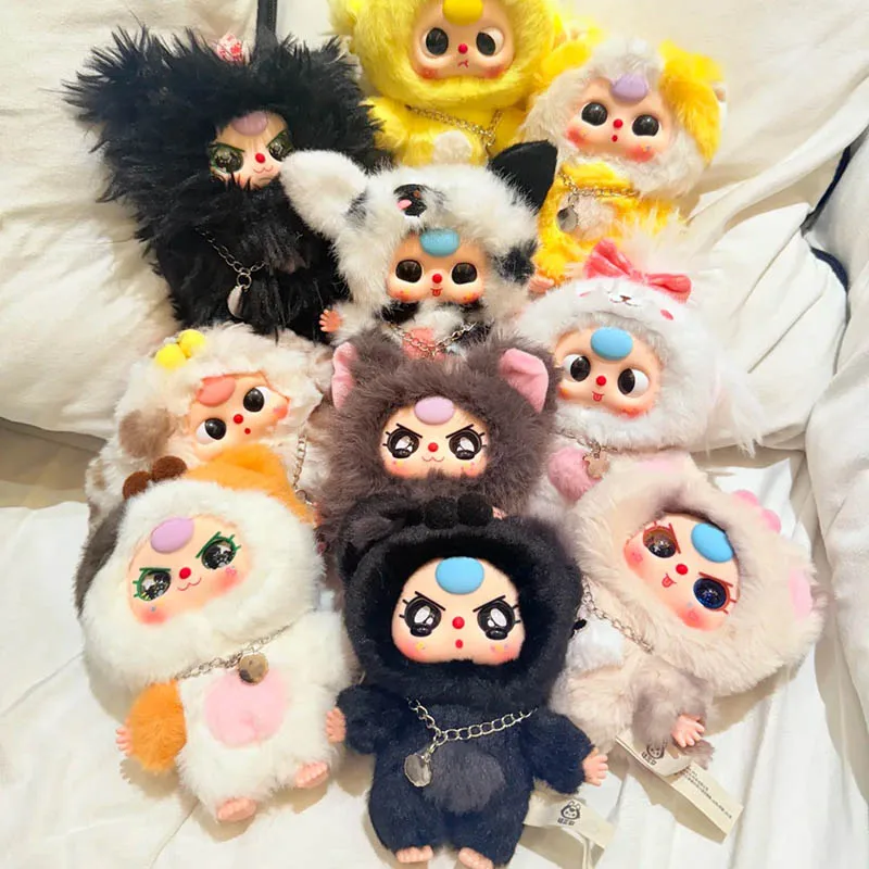

100% Genuine Baby Three Cats And Dogs Blind Box Soft Dolls Animal Keychain Cute Toy Room decoration Birthday Gift