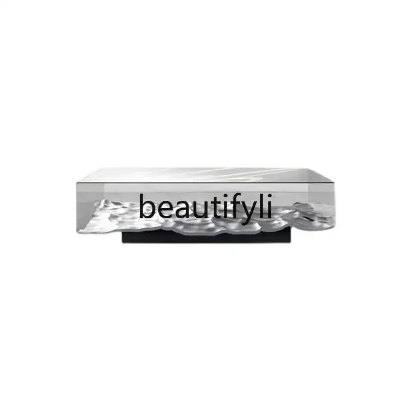 

FG28Living room household coffee table glass tempered ultra-white acrylic water corrugated table