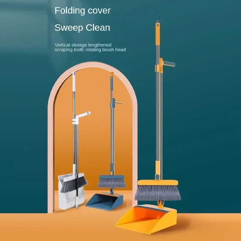 Juego de recogedor de escoba plegable para el hogar, cepillo suave, cepillo batidor, tira de cepillo antiadherente para barrer el cabello