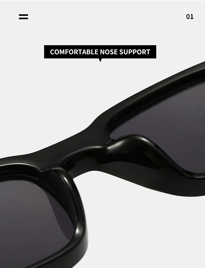 BOYSEEN Rechteckige orangefarbene Sonnenbrille Strandsonnenbrille Herren-Sonnenbrille im Hip-Hop-Stil – Detail 6