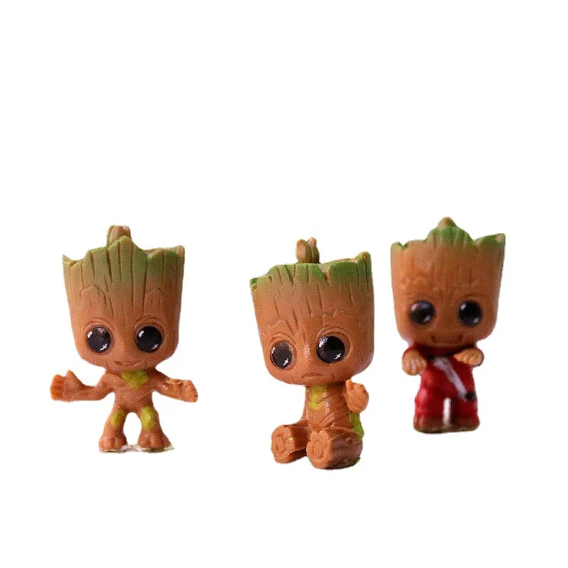 Figuras de acción de Marvel Groot para niños, modelos de decoración de Anime, regalos de cumpleaños, juguetes lindos, escritorio de coche