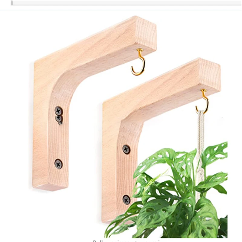 1pc Wooden Hanging Hooks Indoor Garden Plant Hanger Pots Basket Hooks Outdoor Wind Chime Holder Hook Towel Hat Coat Wall Hook