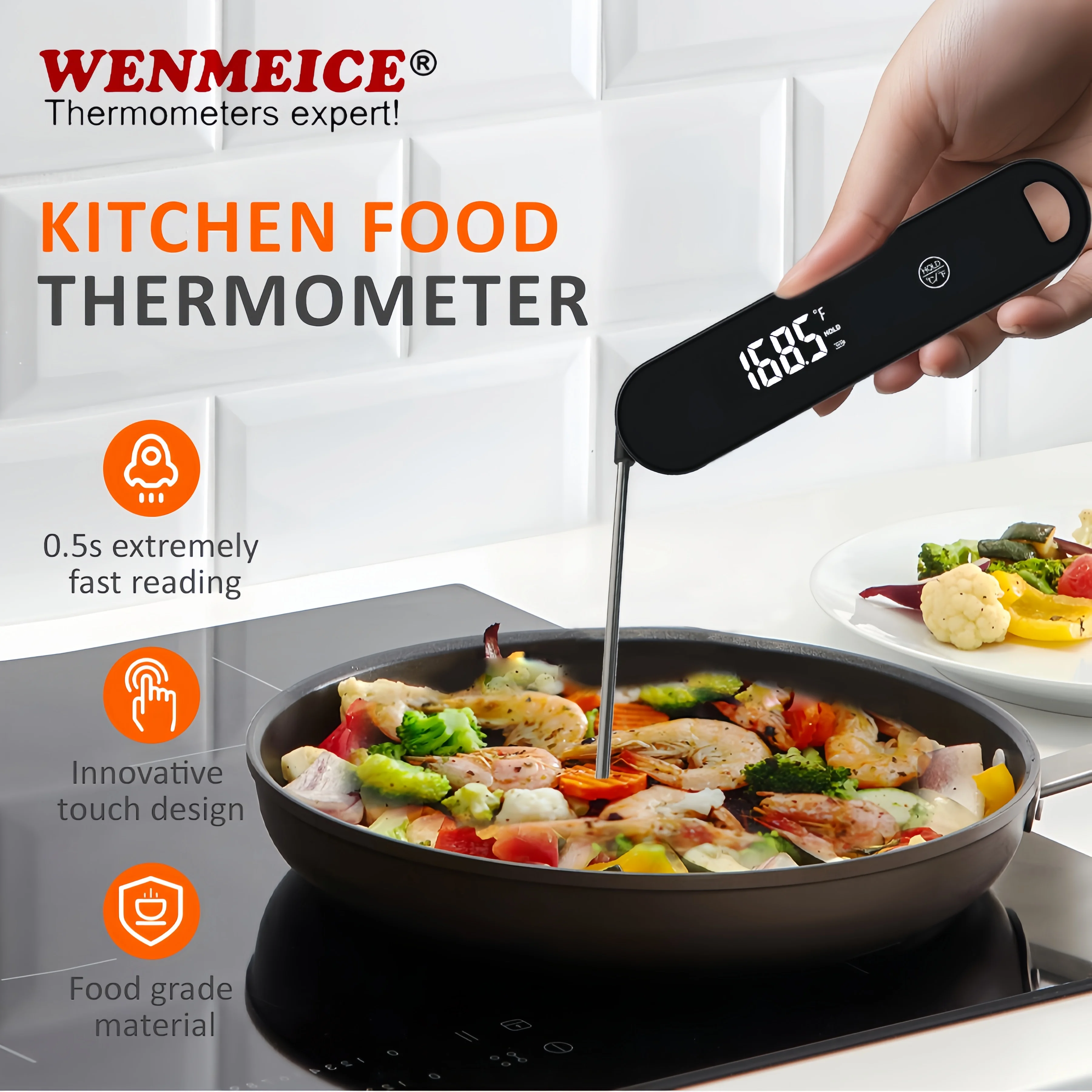 

WENMEICE 0.5s instant Read Meat Thermometer Digital Kitchen Thermometer for Food Water Milk Grill BBQ Baking Cooking Accessories