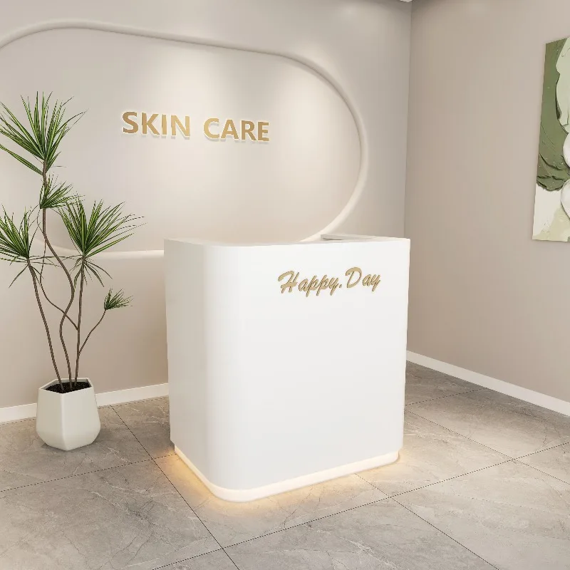 

-+-White Shop Reception Desks Modern Beauty Luxury Hotel Restaurant Executive Reception Desks Company Bureau Commercial Furnitur