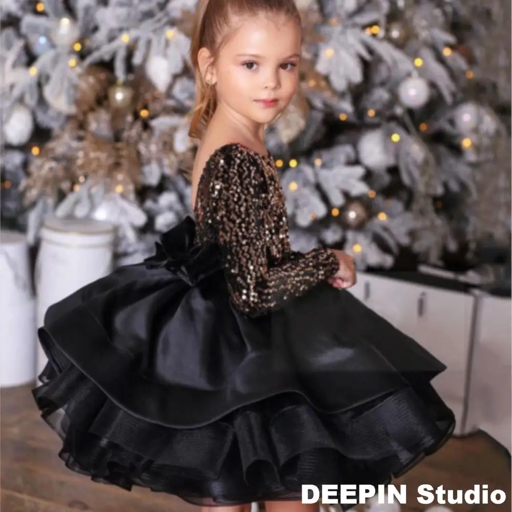 

2023NEW Baby Girl Birthday Dress Sequined Fluffy Flower Girl Dresses For Weddings Kids Princess Ball Gown Lush Dresses For Girls