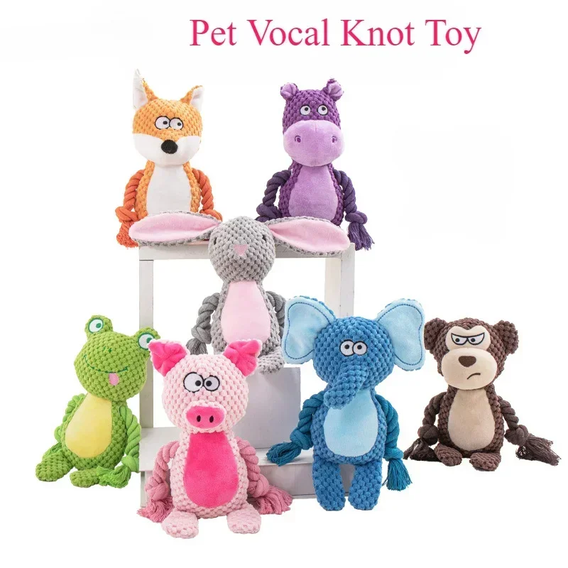 

2025 New Pet Plush Sound Cotton Rope Fox Frog Elephant Shaped Dog Toy Interactive Tug of War Training Supplies