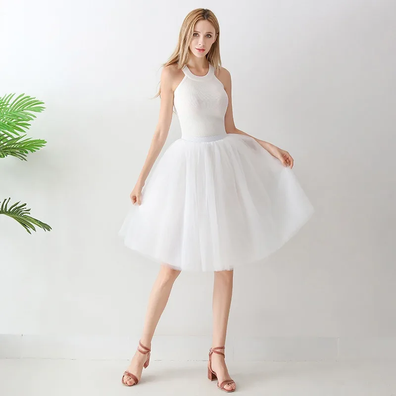 New Pink High-waisted Gauze Puffy Skirts Soft Yarn Fashion Tutu Short Skirt Women Dress