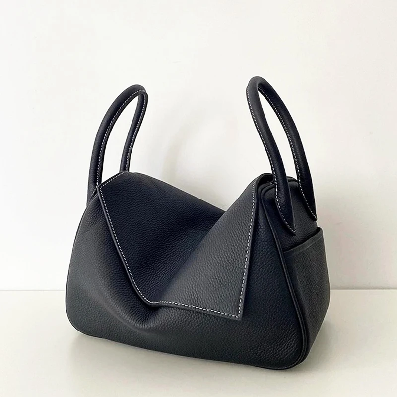 

Classic Box Saddle Bags For Women Luxury Designer Handbag Purse 2026 New In PU Lychee Pattern Top Handle Underarm Shoulder Wrist