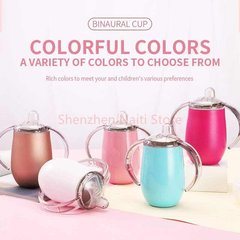 New 9oz Thermos Flask Tumbler Water Bottle BPA Free Stainless Steel Baby Sippy Cup Kids Pacifier Insulated Milk Cup Travel Mug