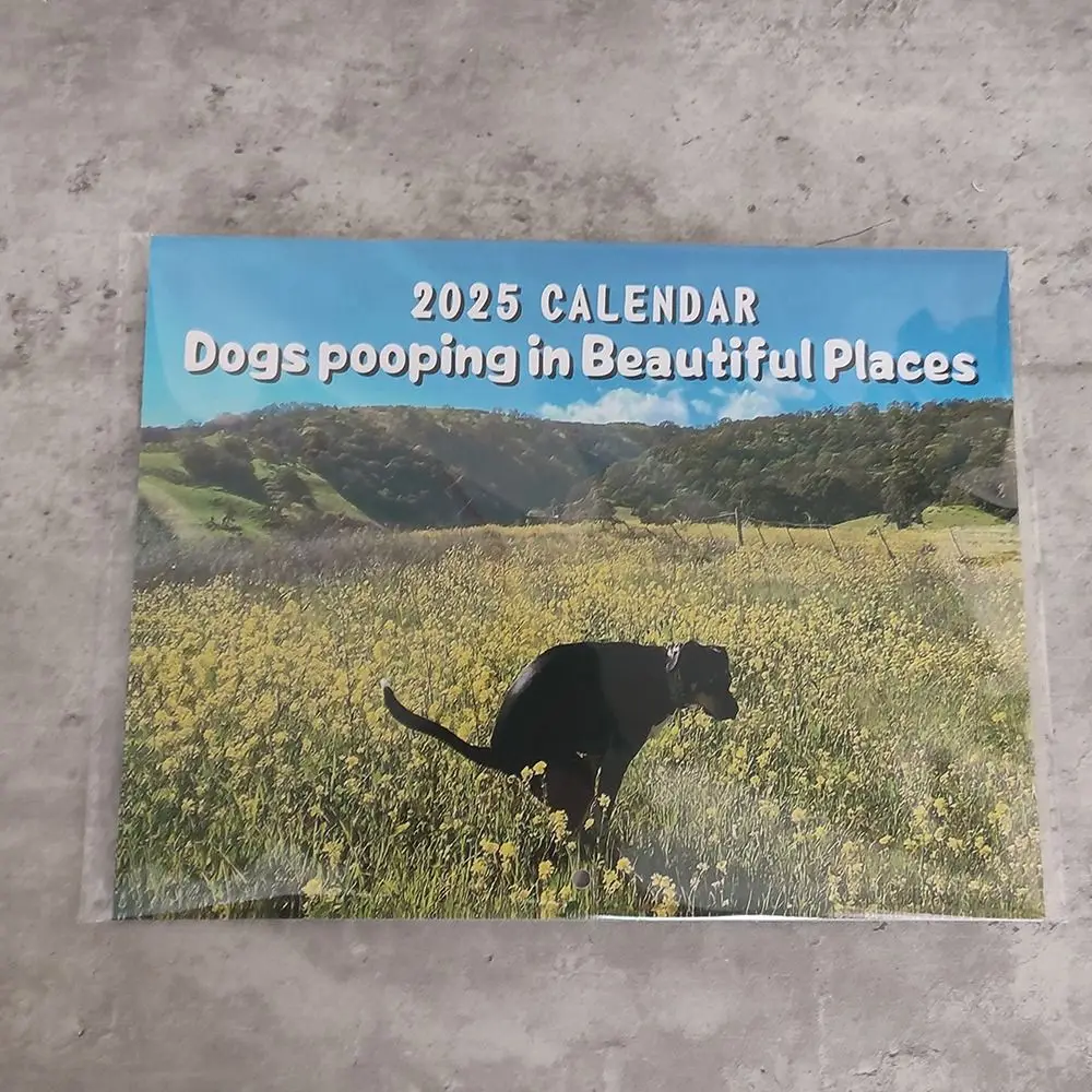 Durable Daily Weekly Monthly Planner 2025 Calendar Dogs Pooping Paper Dogs Pooping Calendar Hangable Wall Calendar School