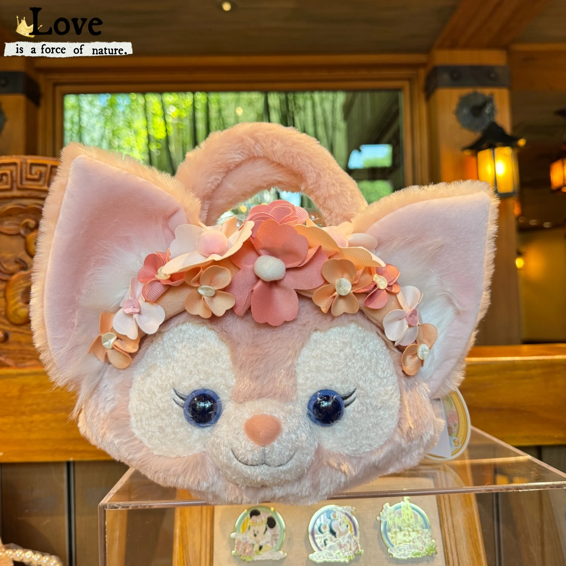 Shanghai Disneyland Flower Dreaming Lingna Belle Pearl Chain Shoulder Sling Bag for Girls' Handbag